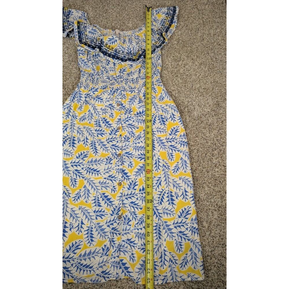 Skies Are Blue Yellow Floral Off The Shoulder Ruffle Midi Dress Size Medium - Picture 12 of 15